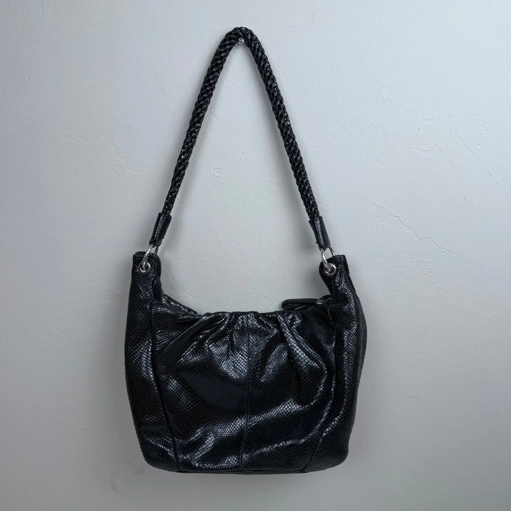 Brighton Black Leather Purse Bag Snake‎ Skin Cheetah Inside